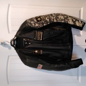 Power Trip Men's Motorcycle Jacket-Officially Licensed US Army Bravo Leather XL